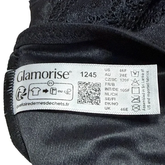 Glamorise 1245 46F  Black Underwire Front Closing Bra EUC - Picture 6 of 6